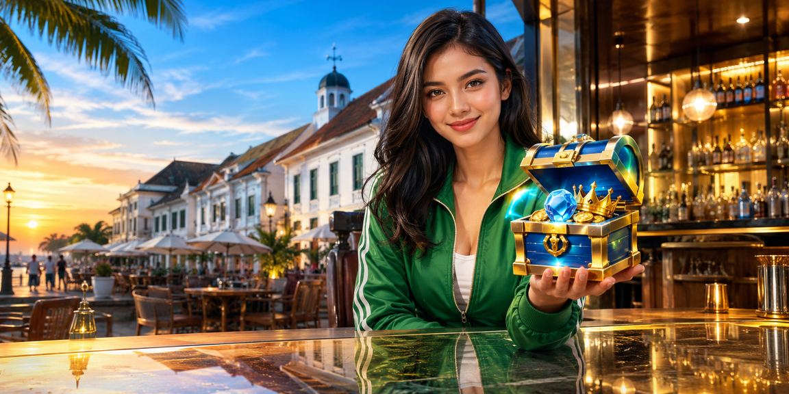 Pengguna mendaftar dan mengklaim bonus deposit pertama di kafe modern