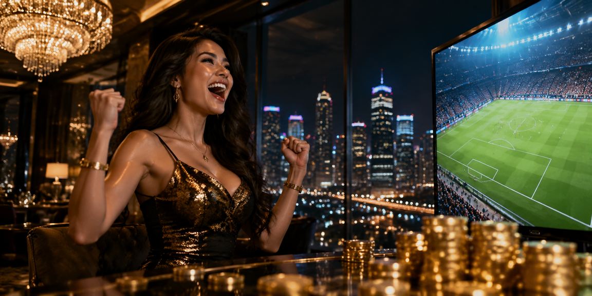 Model wanita Indonesia menikmati taruhan casino online di platform digital modern