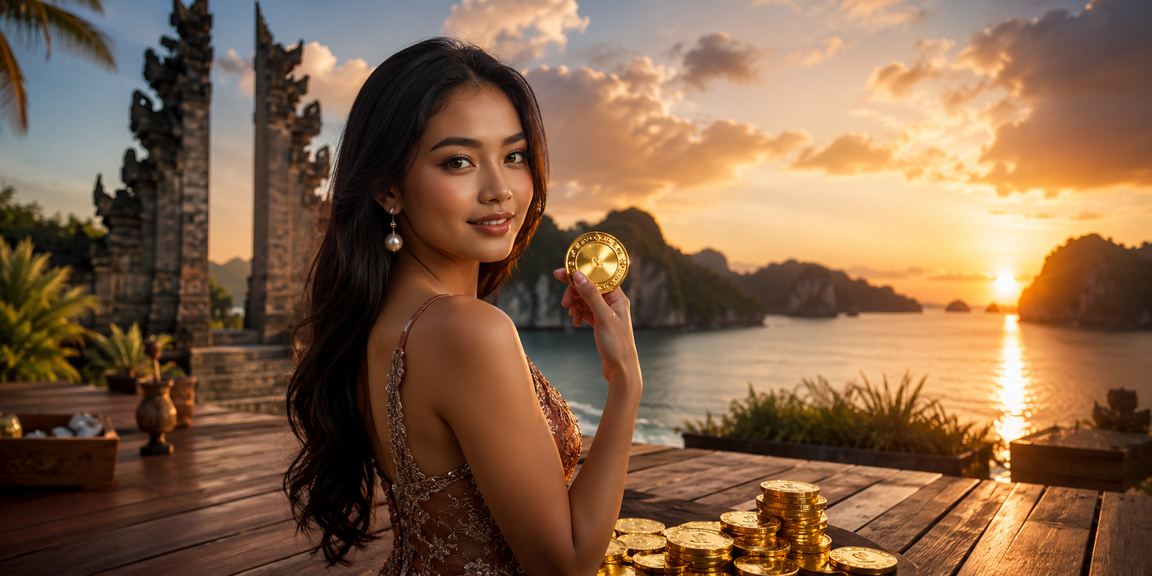 Model wanita menikmati permainan casino entertainment di platform hiburan online Vietnam